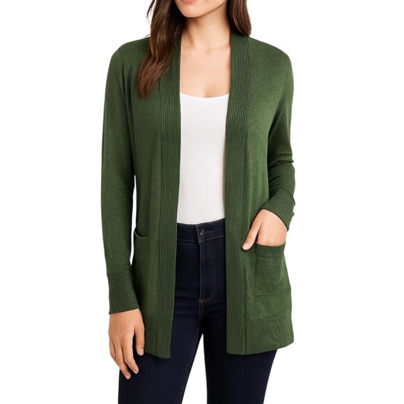 Bobeau Women's Green Open Front Long Sleeve Lightweight Cardigan Size PS NWT - Picture 1 of 15